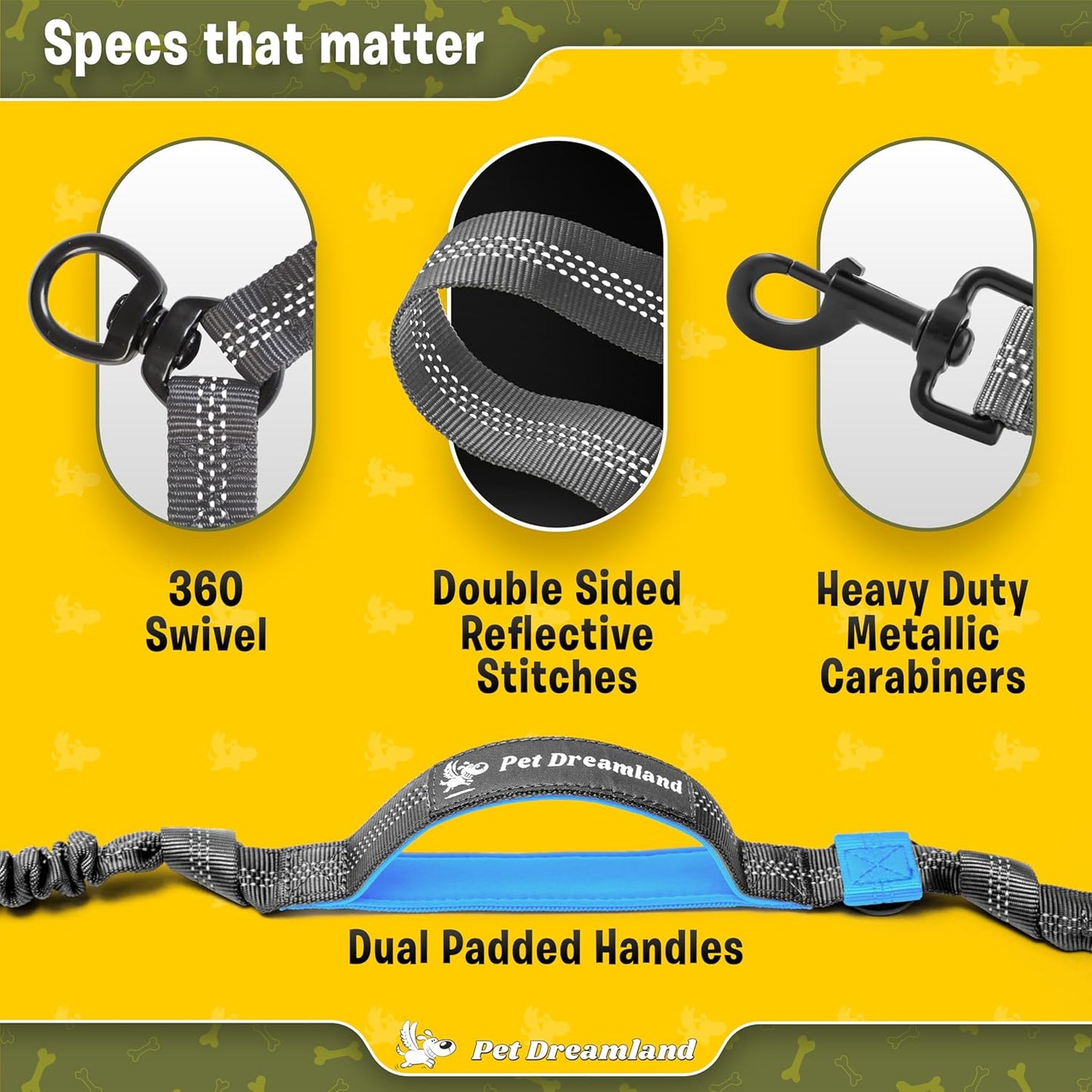 Exquisite Two Dog Leash Splitter | Double Dog Leash for Large Dogs Heavy Duty | No Tangle 2 Dog Leash Coupler | Dual Dog Leash Attachment | Retractable Dual Leashes for 2 Dogs