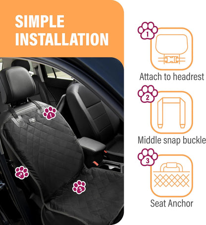 Front Dog Car Seat Cover for SUV, Trucks, Sedans. Waterproof Car Seat Covers for Dogs Front Seats Only. Car Seat Protector for Dogs - Orange