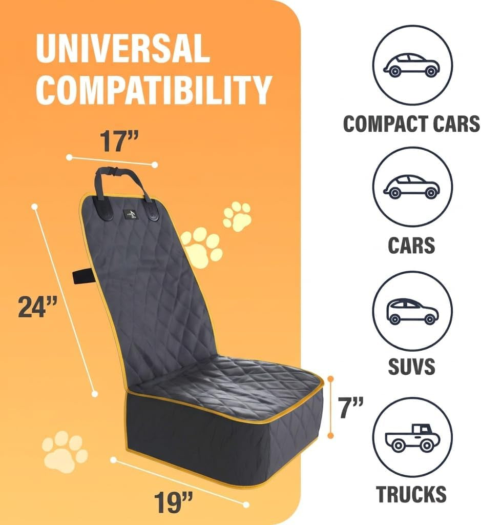 Front Dog Car Seat Cover for SUV, Trucks, Sedans. Waterproof Car Seat Covers for Dogs Front Seats Only. Car Seat Protector for Dogs - Orange