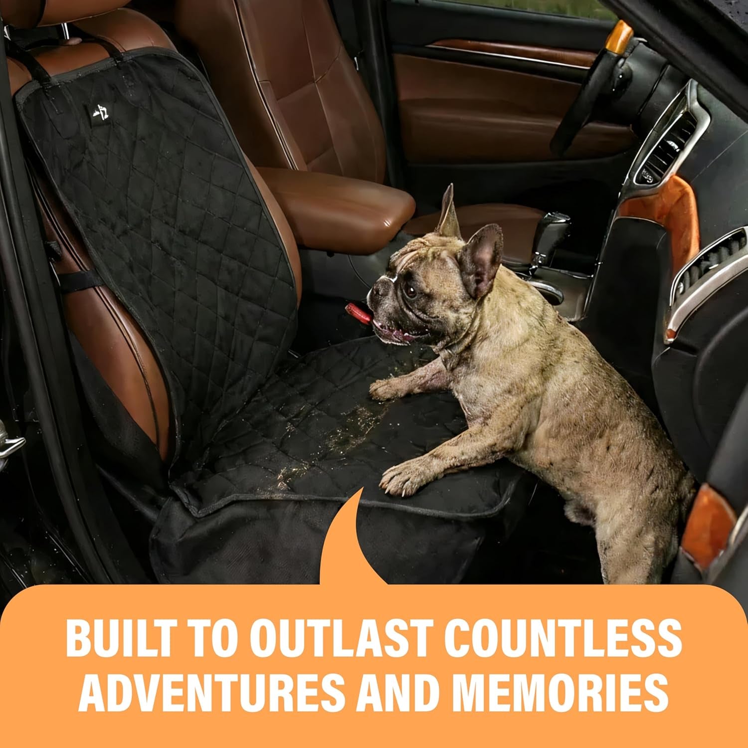 Front Dog Car Seat Cover for SUV, Trucks, Sedans. Waterproof Car Seat Covers for Dogs Front Seats Only. Car Seat Protector for Dogs - Orange